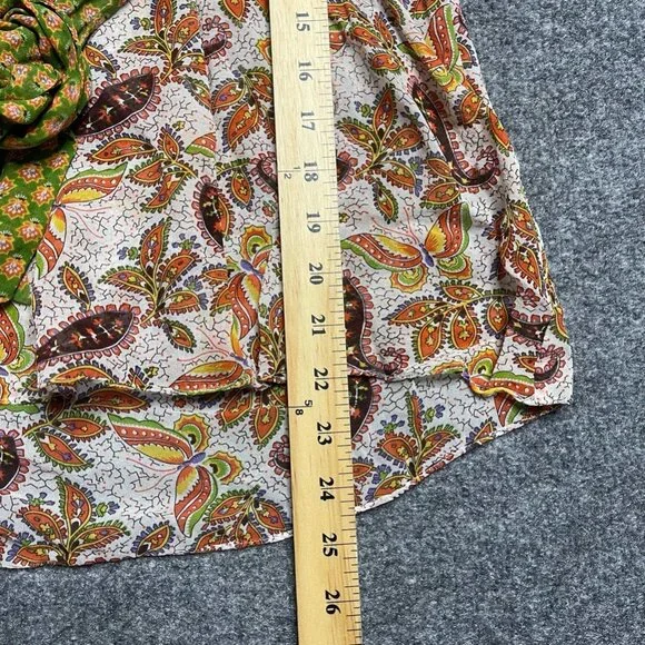 Fei Anthropologie Womens Blouse Multicolor Floral Short Sleeve Sash Belt 2 - Picture 6 of 7